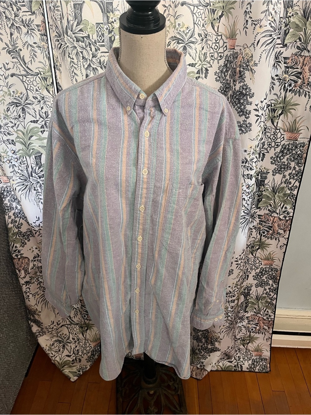 Vintage St. John's Bay Pastel Multi-Stripe Button-Down Shirt 3xl